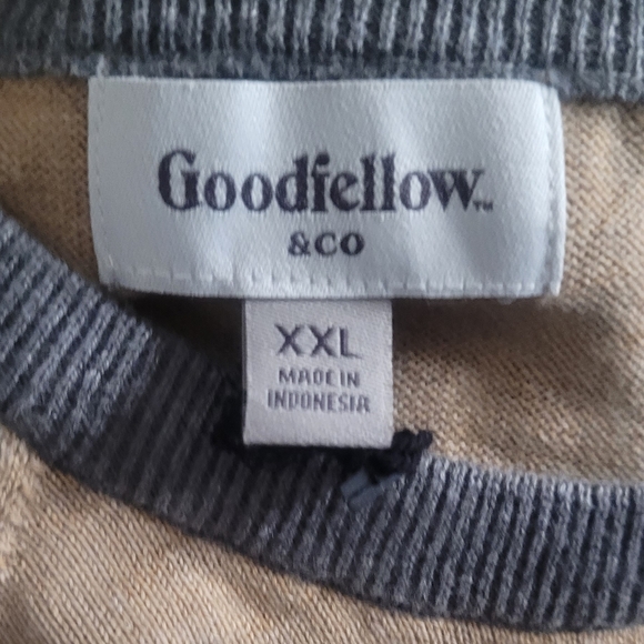 Good fellow & co mens sweater XXL long-sleeved cream 100% cotton pullover - Picture 7 of 7